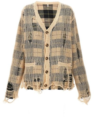 R13 'overlay Distressed' Cardigan - Natural