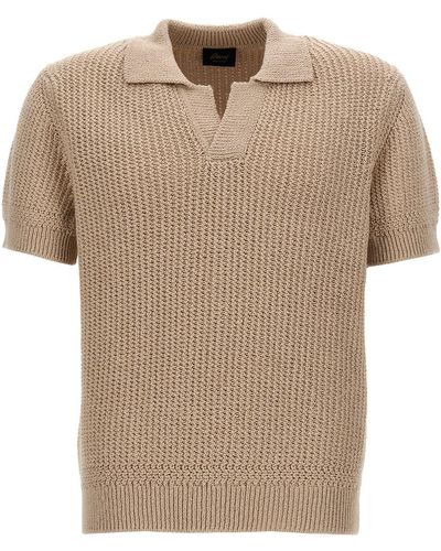 Brioni Knitted Polo Shirt - Natural