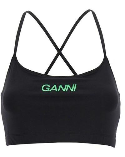 Ganni Top sportivo logo - Nero