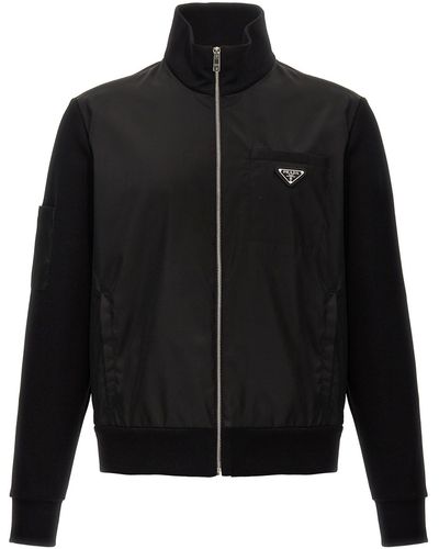 Prada Re-nylon Insert Logo Jacket - Black