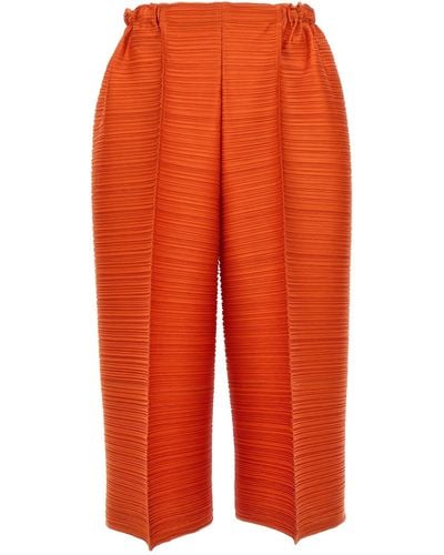 Pleats Please Issey Miyake 'thicker Bounce' Trousers - Orange