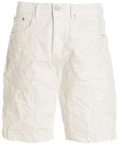 Purple 'p021' Bermuda Shorts - White