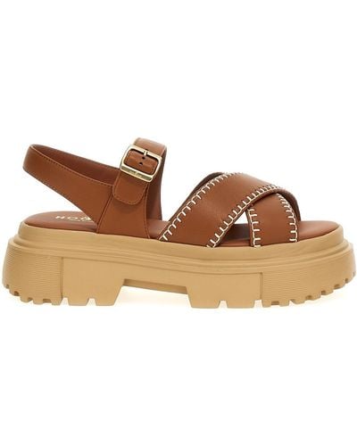 Hogan Leather Sandals - Brown