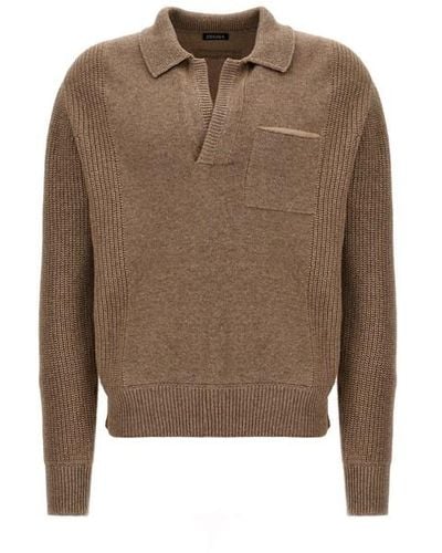 Zegna V-neck Sweater - Brown