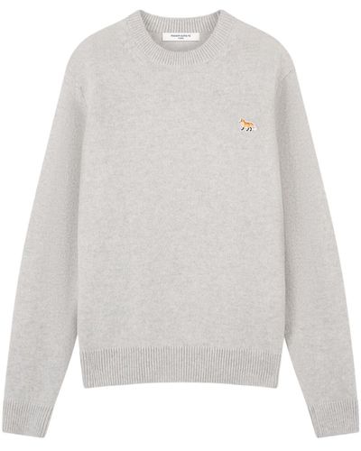 Maison Kitsuné Baby Fox Patch Regular Jumper in Gray for Men | Lyst