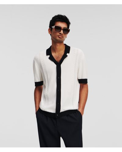 Karl Lagerfeld Knitted Short-sleeved Shirt - White