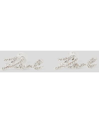 Karl Lagerfeld K/signature Pavé Stud Earrings - White