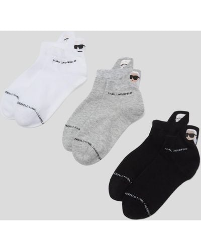 Karl Lagerfeld K/ikonik Trainer Socks – 3 Pack - Metallic