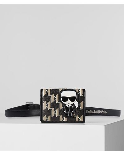 Karl Lagerfeld K/ikonik Monogram Pocket Belt - Black