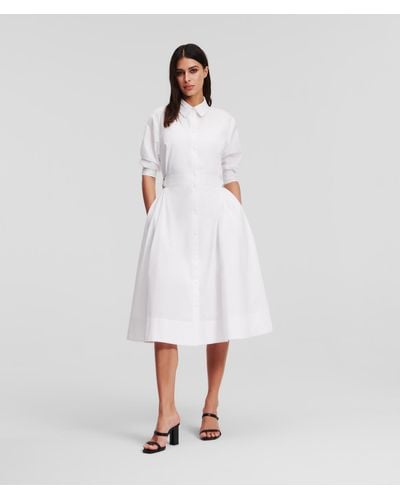 Karl Lagerfeld Poplin Shirt Dress - White