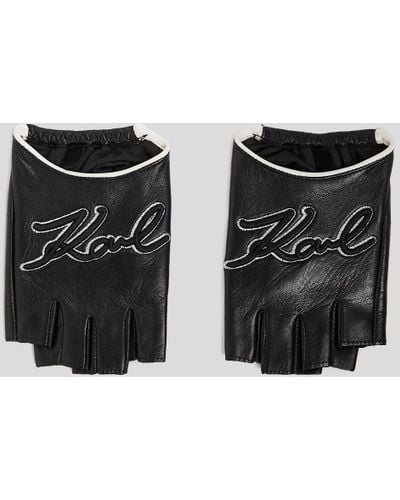 Karl Lagerfeld K/signature Fingerless Gloves - Black
