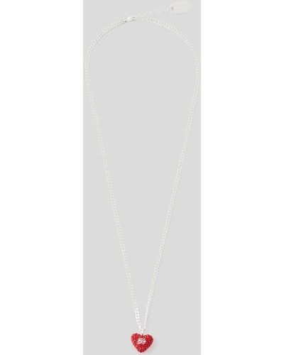 Karl Lagerfeld K/heart Pavé Charm Necklace - Pink
