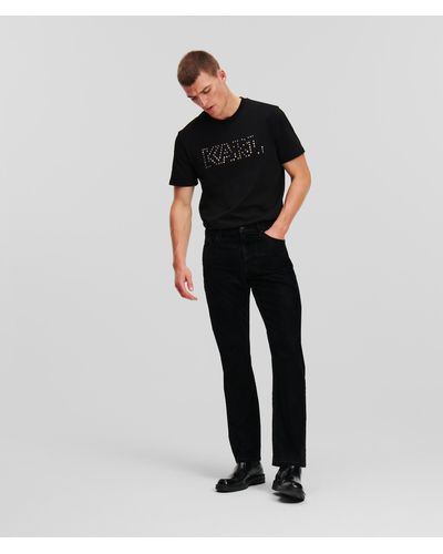 Karl Lagerfeld Flocked Denim Straight-leg Jeans - Black
