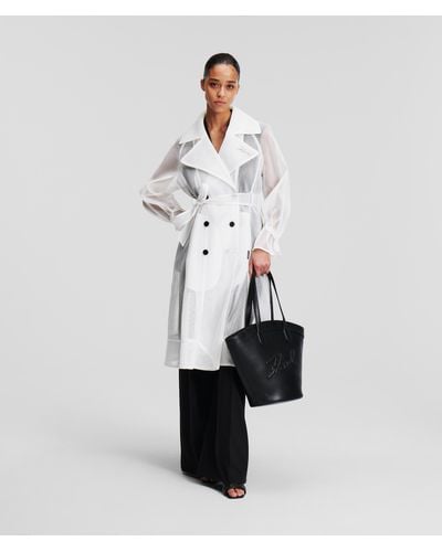 Karl Lagerfeld Trench Coat En Maille Sélectionné Par Hun Kim - Blanc