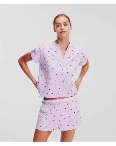 Karl Lagerfeld Karl Ikonik Pyjama Shorts Set - Purple