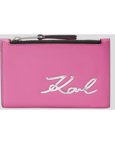 Karl Lagerfeld K/signature Slim Bi-fold Cardholder - Pink