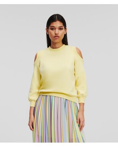 Karl Lagerfeld Cold-shoulder Sweatshirt - Yellow
