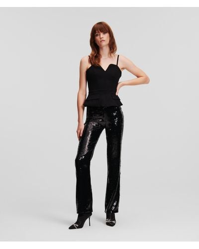 Karl Lagerfeld Sequin Trousers - Black
