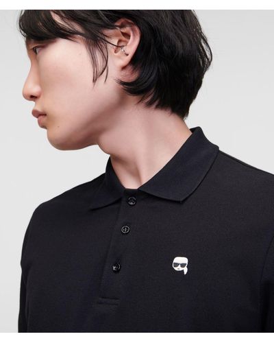 Karl Lagerfeld Embroidered Ikonik Polo Shirt - Black