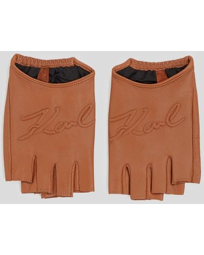 Karl Lagerfeld K/signature Fingerless Gloves - Brown