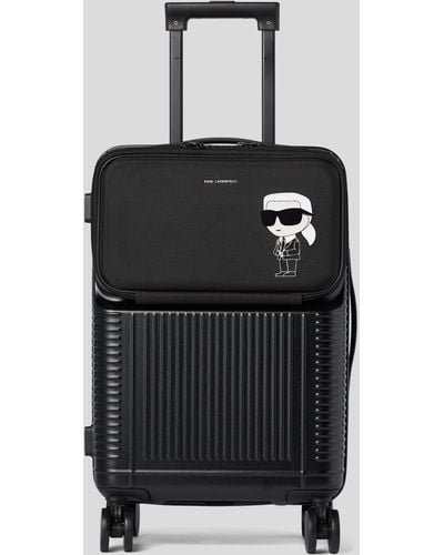 Karl Lagerfeld K/ikonik Mixed Fabric Trolley Case - Black