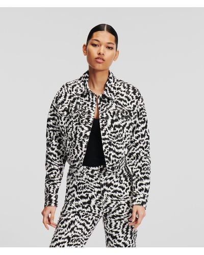 Karl Lagerfeld Zebra-print Denim Jacket - White