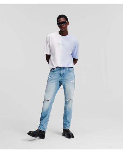Karl Lagerfeld Klj Distressed Tapered Jeans - Blue