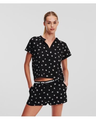Karl Lagerfeld Karl Ikonik Pyjama Shorts Set - Black