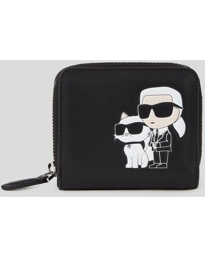Karl Lagerfeld K/ikonik Leather Medium Bifold Wallet - Black