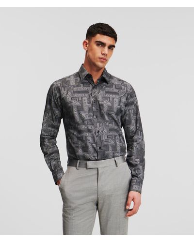 Karl Lagerfeld Modern-fit Patterned Shirt - Grey