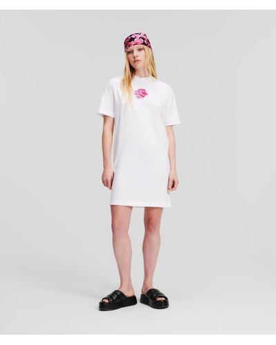 Karl Lagerfeld Robe T-shirt Klj Monogram - Blanc