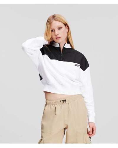 Karl Lagerfeld Klj Boxy Half-zip Sweatshirt - Natural