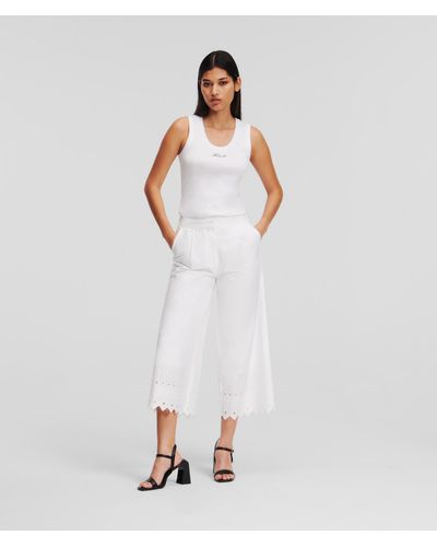 Karl Lagerfeld Broderie Anglaise Trousers - White
