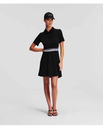 Karl Lagerfeld Karl Logo Jersey Polo Dress - Black