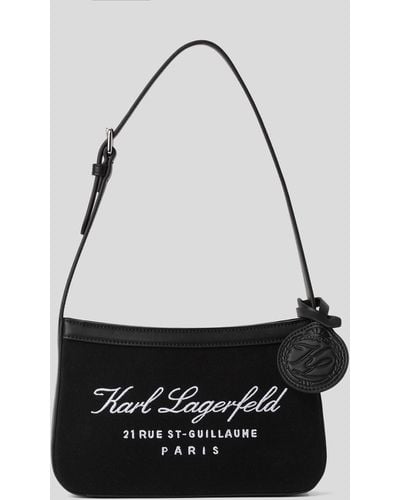 Karl Lagerfeld Hotel Karl Canvas Shoulder Bag - Black
