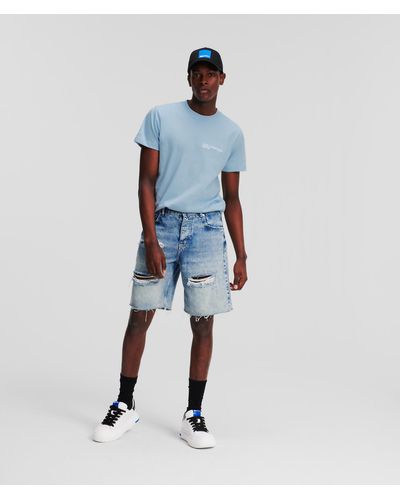 Karl Lagerfeld Klj Distressed Denim Shorts - Blue