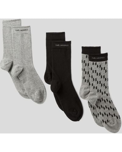 Karl Lagerfeld Kl Monogram Socks – 3 Pack - Metallic