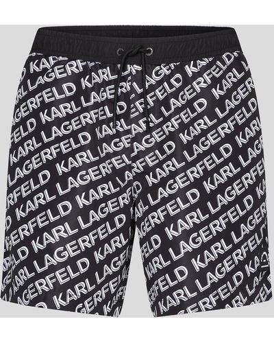 Karl Lagerfeld Rue St-guillaume Diagonal Karl Logo Board Shorts - Black