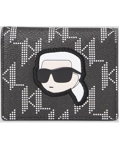 Karl Lagerfeld K/ikonik Monogram Medium Bi-fold Wallet - Metallic
