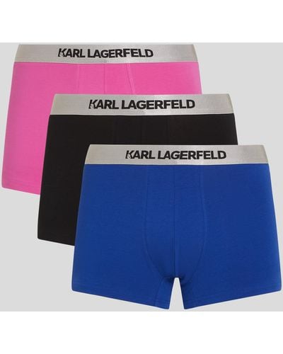 Karl Lagerfeld Metallic Karl Logo Trunks – 3 Pack - Blue