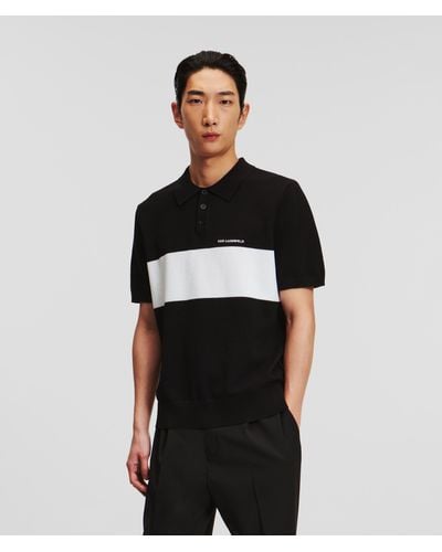 Karl Lagerfeld Colour Block Short-sleeved Polo Shirt - Black