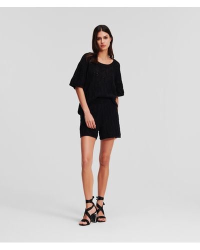 Karl Lagerfeld Kl Monogram Knitted Shorts - Black