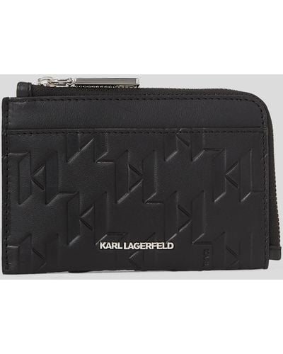 Karl Lagerfeld Porte-cartes Zippé K/loom En Cuir - Noir