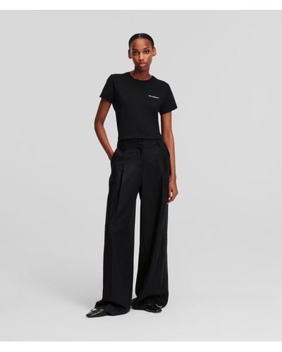 Karl Lagerfeld High-rise Wide-leg Trousers - Black