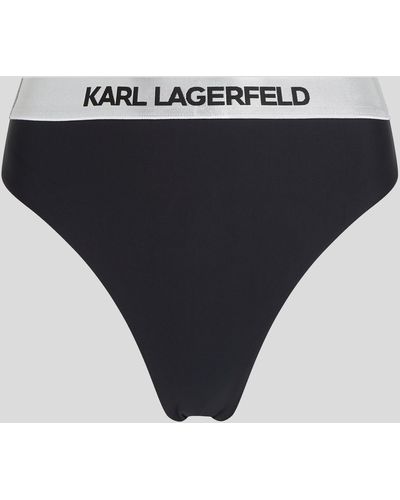 Karl Lagerfeld Karl Logo High-rise Bikini Bottoms - Blue