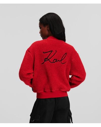 Karl Lagerfeld Teddy Zip-up Jacket - Red
