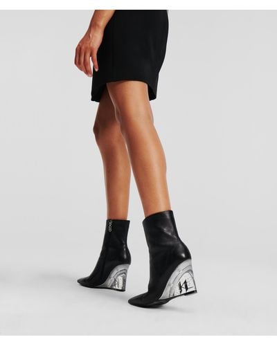 Karl Lagerfeld Ice Wedge Ankle Zip Boots - Black