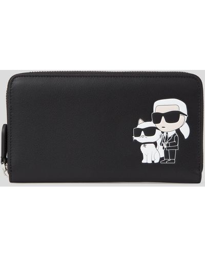 Karl Lagerfeld K/ikonik Leather Continental Wallet - Black