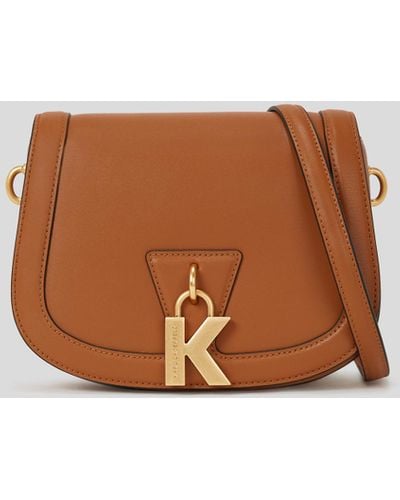 Karl Lagerfeld K/lock Medium Crossbody Bag - Brown