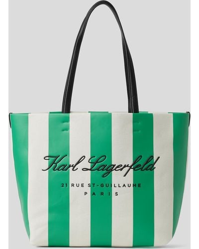 Karl Lagerfeld Hotel Karl Striped Canvas Shopper - Green